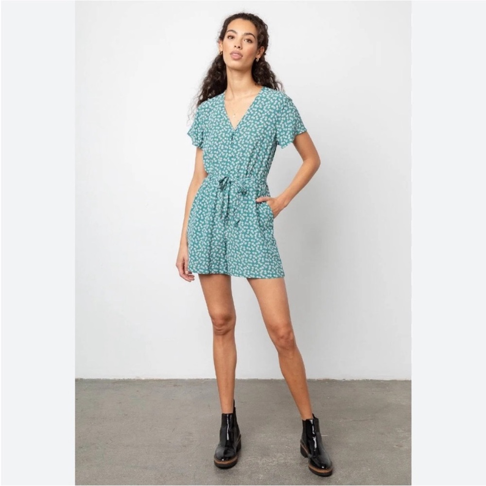 RAILS Teal Floral Romper NWOT